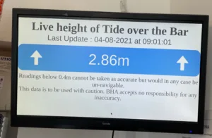 A screen showing the tide height