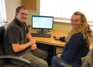 Andrew Nordbruch with Hannah Jones from the Isle of Wight foodbank